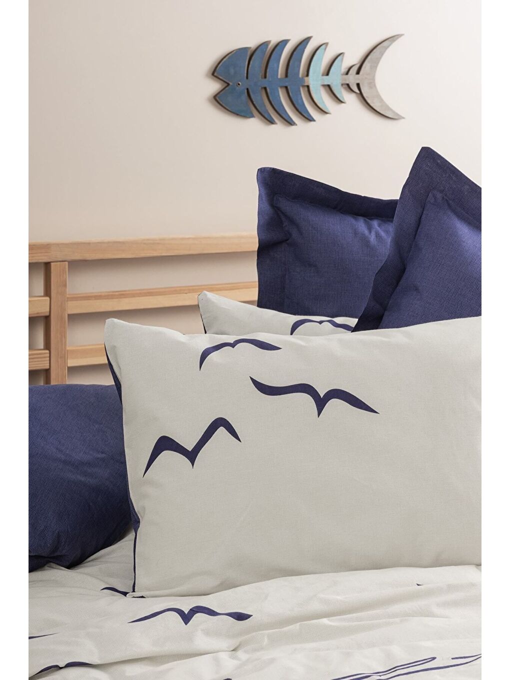 Karışık Pamuk Box Maritime Çift Kişilik Nevresim Takimi Larum Lacivert-1