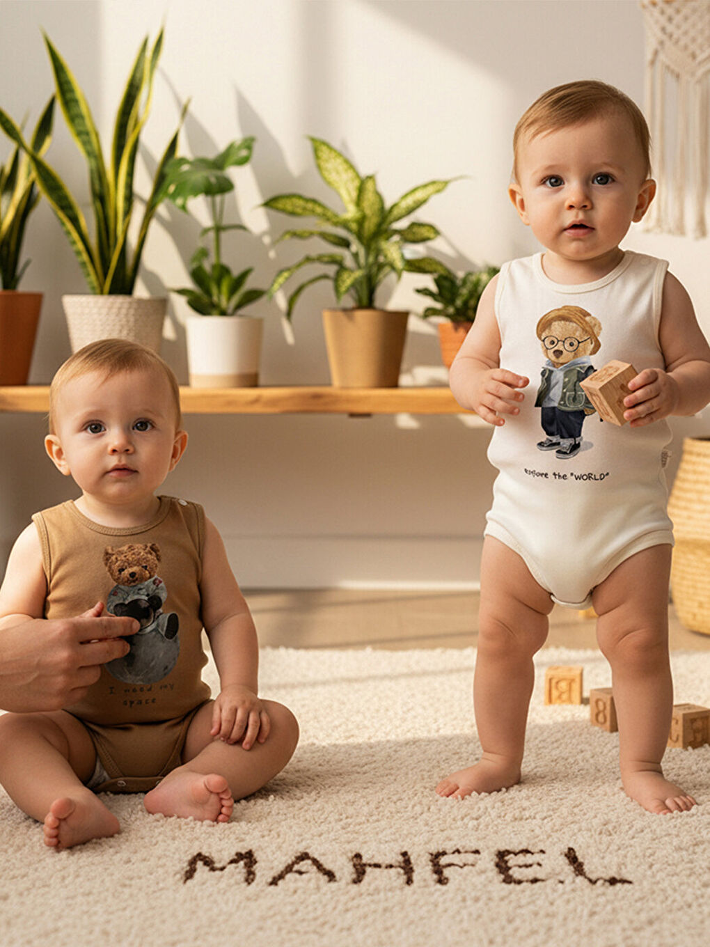 Turuncu 2'Li Atlet %100 Pamuklu Çıtçıtlı Bebek Body Zıbın 829-31-1