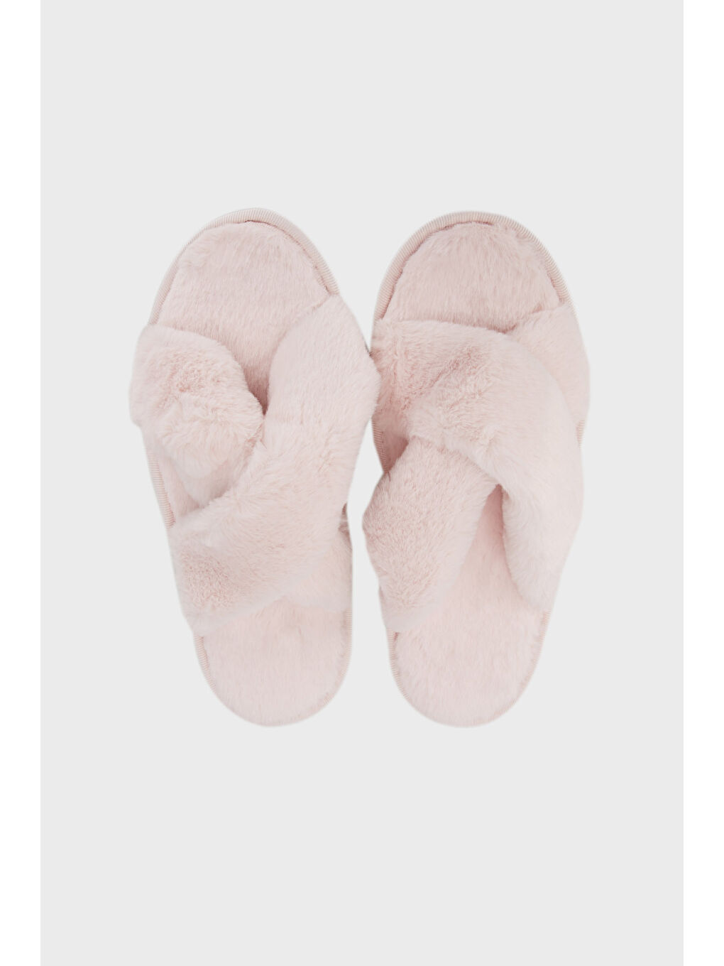 Gri Yumuşak Dokulu Çapraz Pelüş 2' li Paket Terlik 6722001S2-2