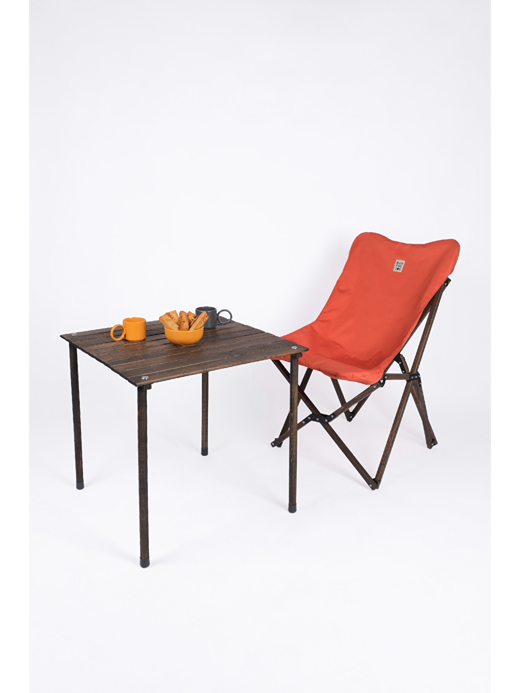 Kahverengi Antrasit İskelet –Kiremit Kılıf Ahşap Katlanır Kamp & Bahçe Sandalyesi-3