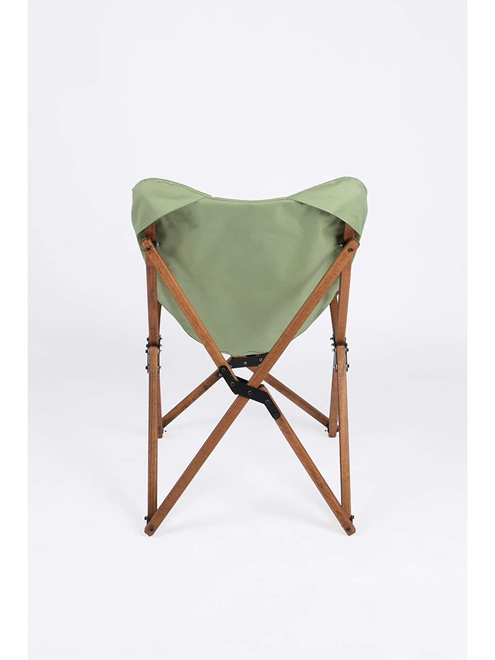 Turkuaz Kahverengi İskelet – Su Yeşili Kılıf Ahşap Katlanır Kamp & Bahçe Sandalyesi-2