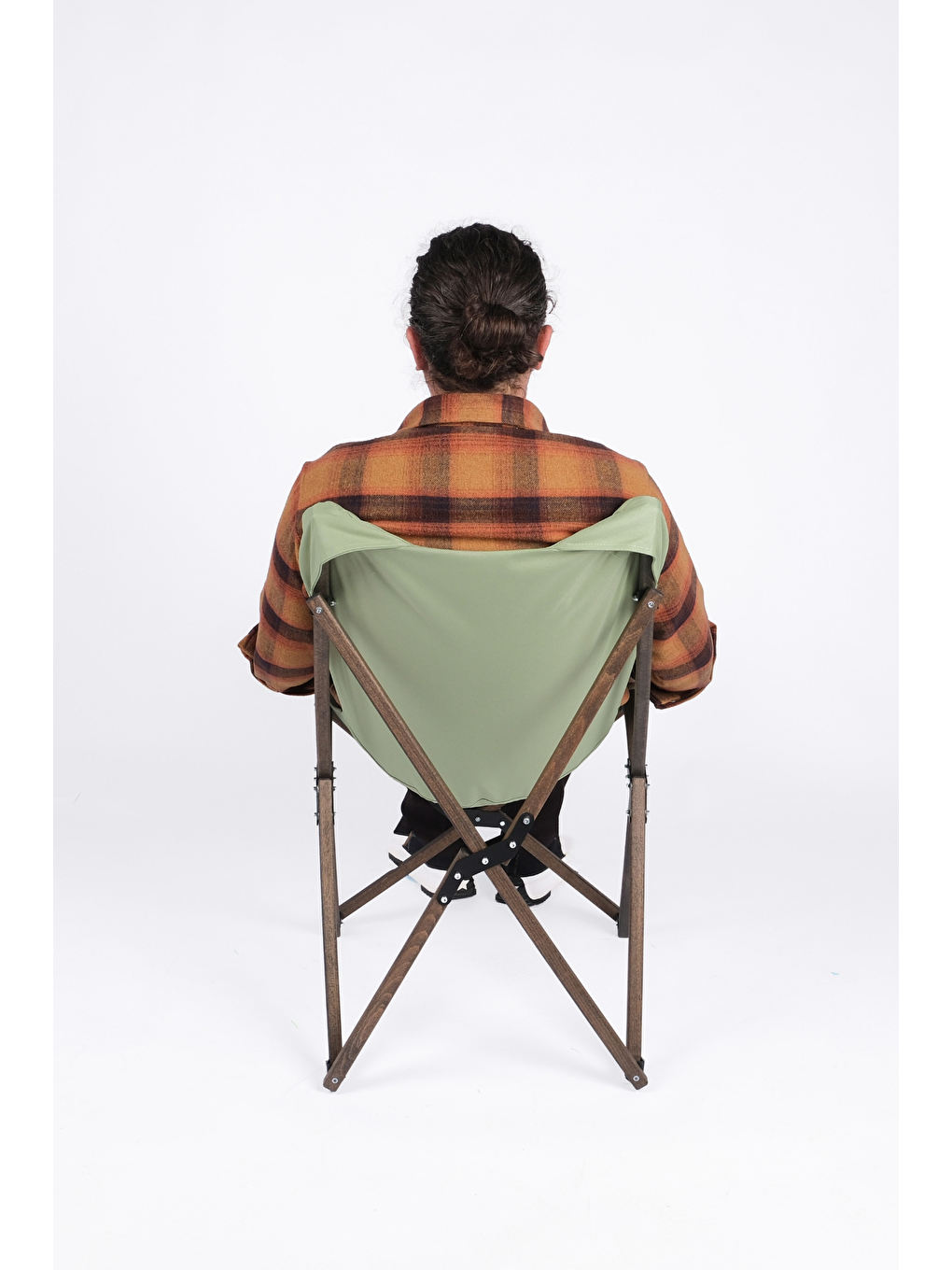 Turkuaz Antrasit İskelet –Su Yeşili Kılıf Ahşap Katlanır Kamp & Bahçe Sandalyesi-2