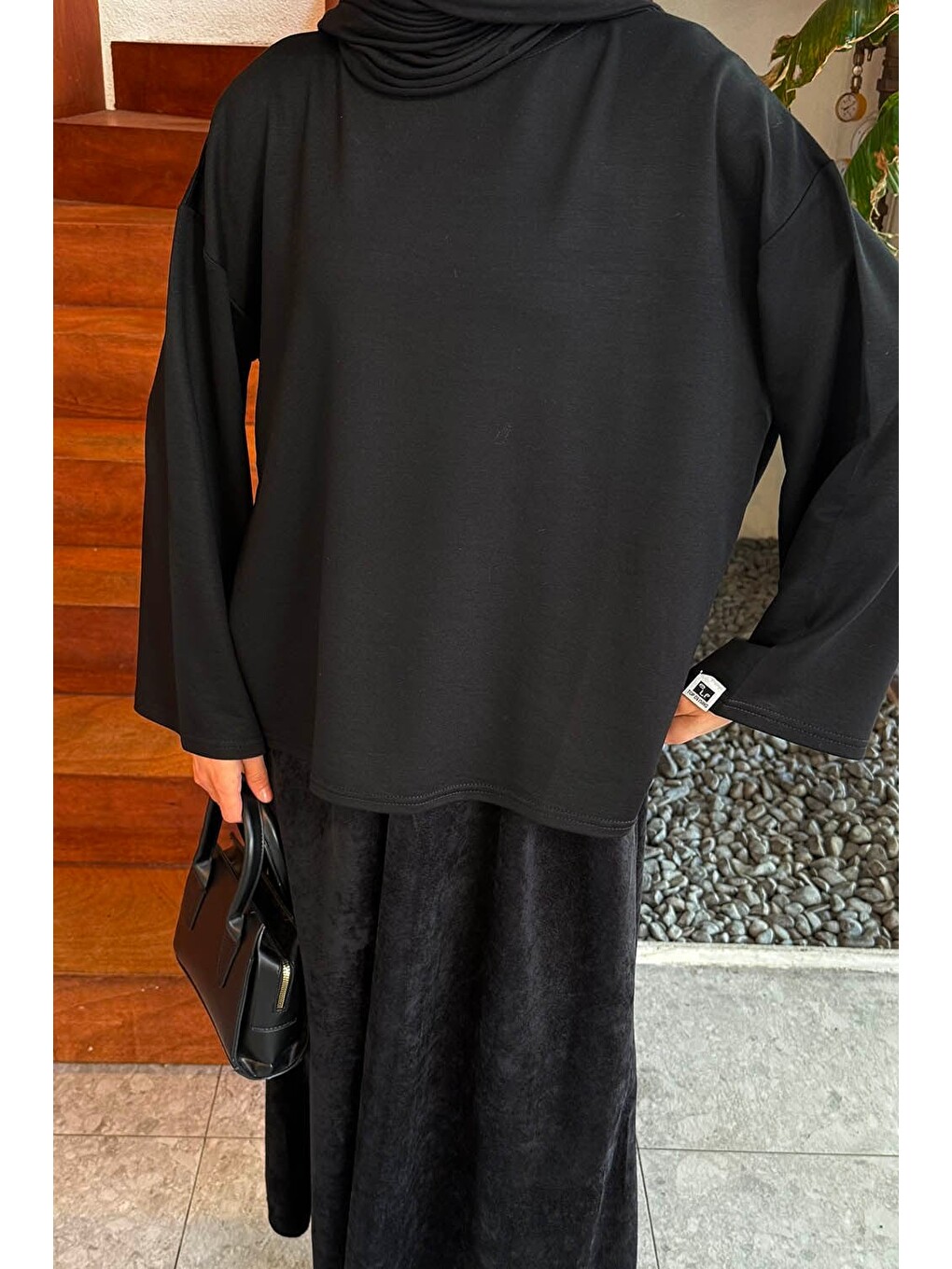 Kol Armalı Sweatshirt Siyah-2