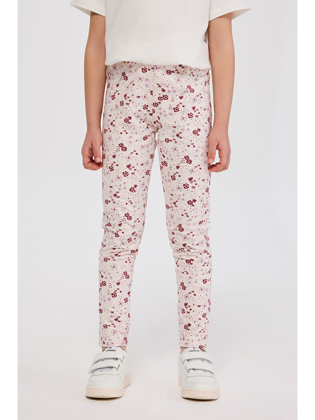 Kız Çocuk Desenli Ekru Tayt-5