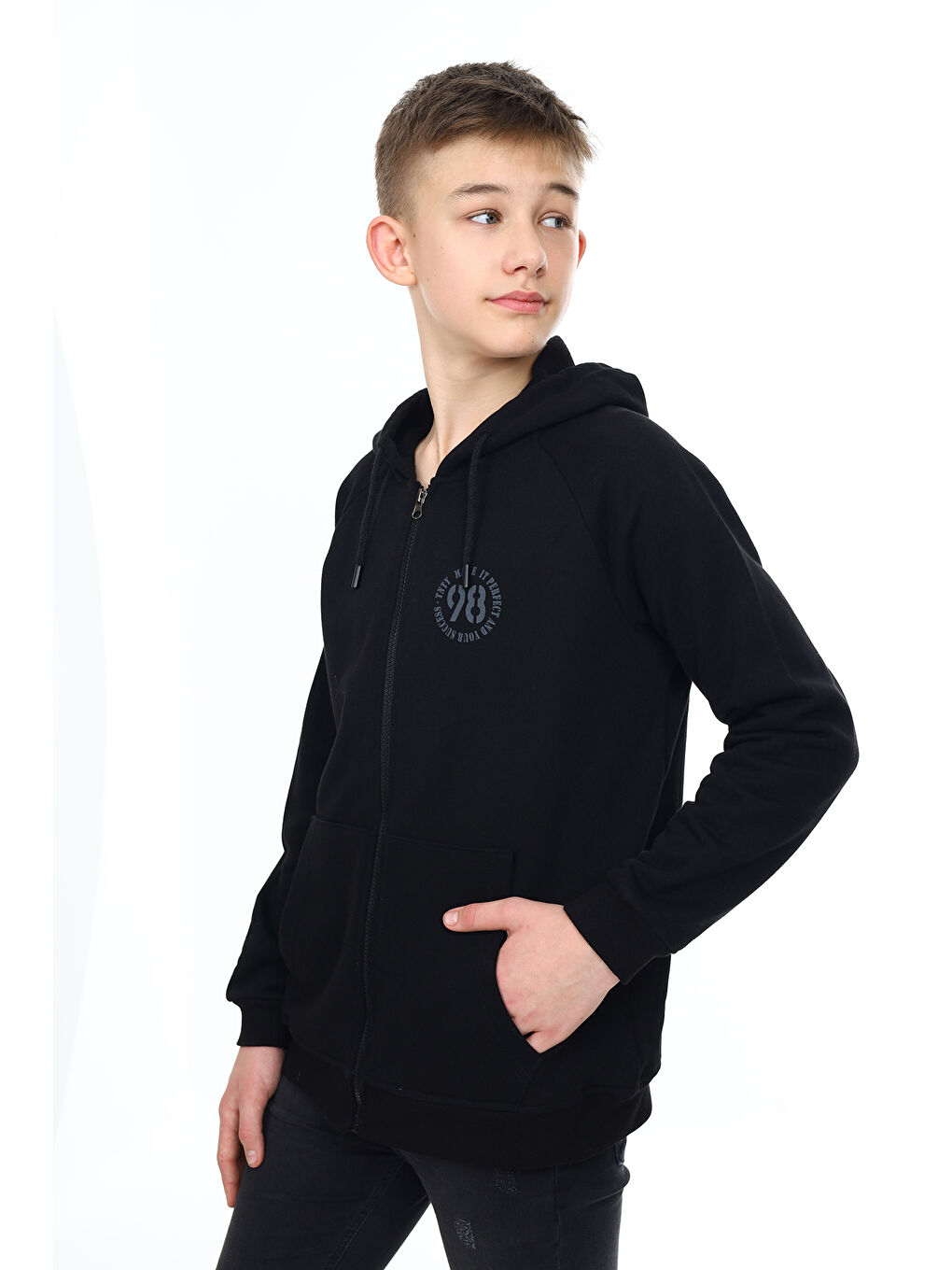 Siyah Erkek Çocuk Baskılı Hırka-2