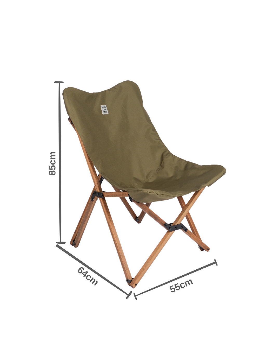 Kahverengi İskelet –Haki Kılıf Ahşap Katlanır Kamp & Bahçe Sandalyesi-1