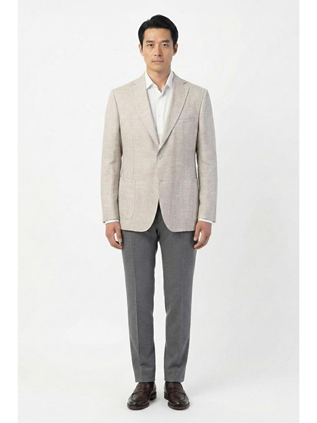 Bej Erkek Regular Fit Pamuklu Mono Yaka Torba Cep Casual Ceket-1