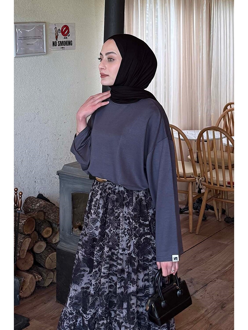 Kol Armalı Sweatshirt Antrasit-1