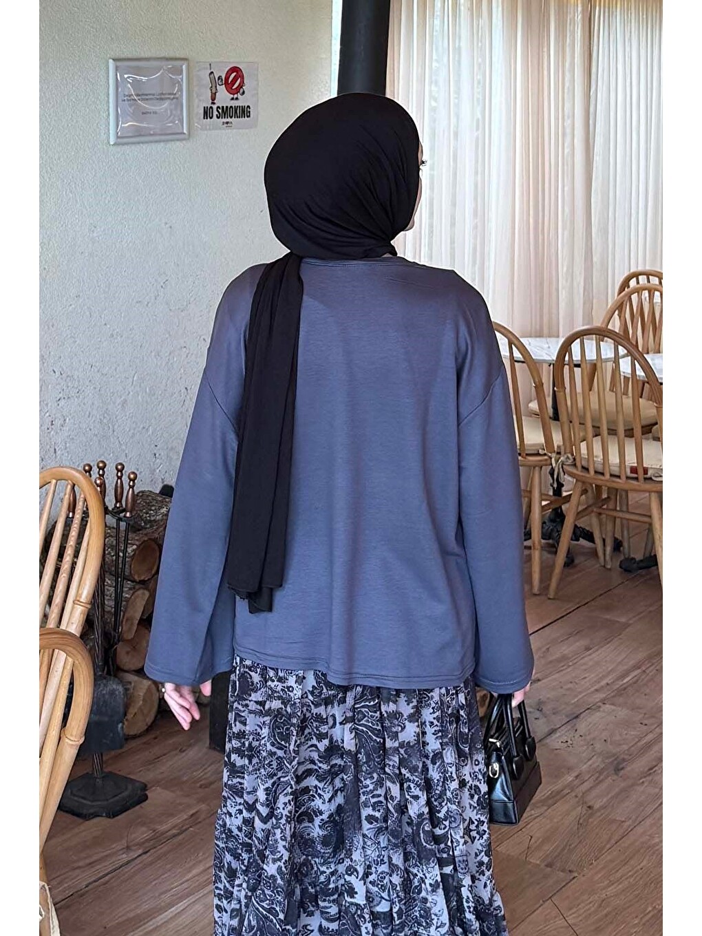 Kol Armalı Sweatshirt Antrasit-3