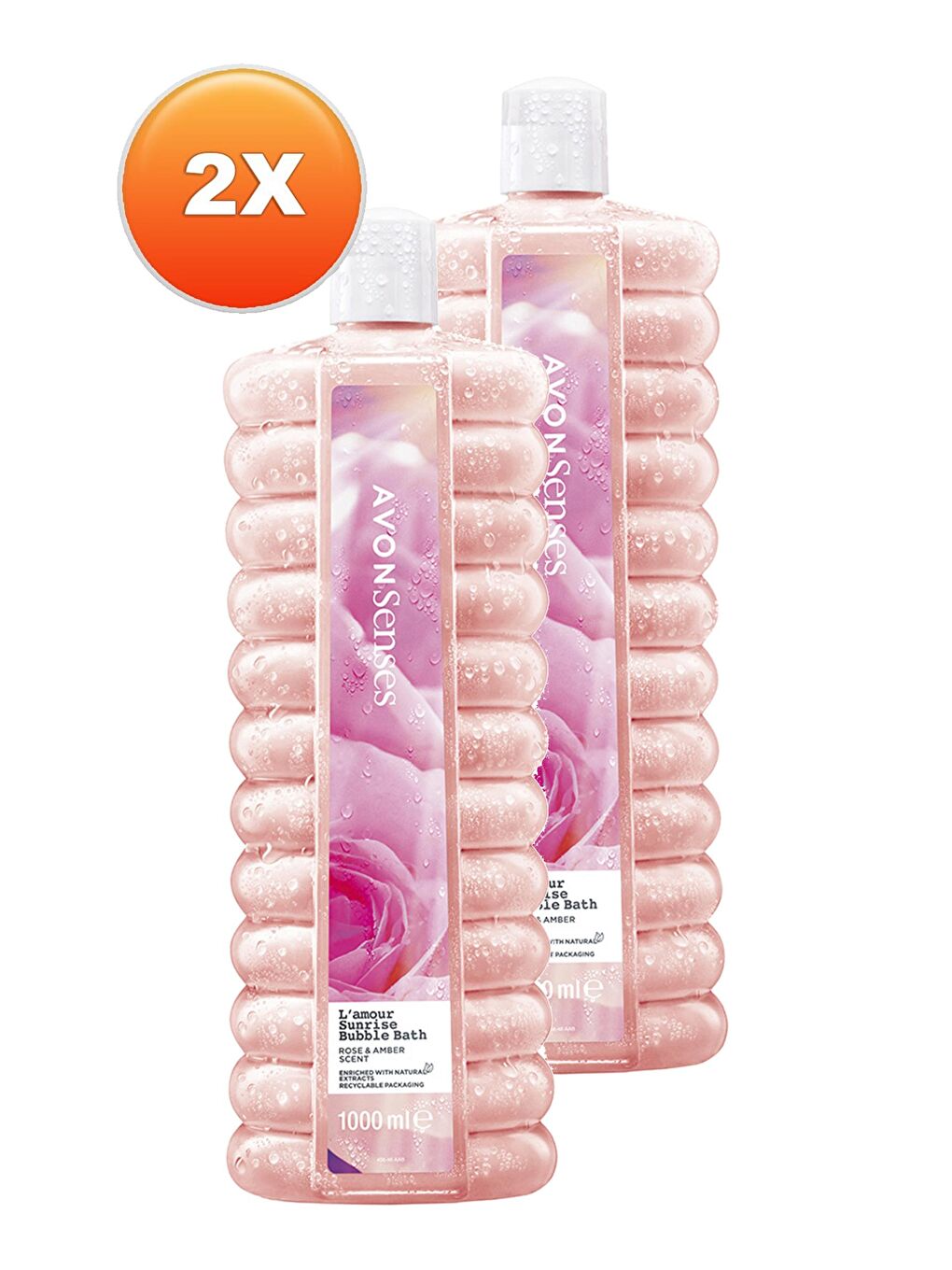 AVON Renksiz L'Amour Sunrise Gül ve Kehribar Kokulu Banyo Köpüğü 1 Lt. İkili Set - 1