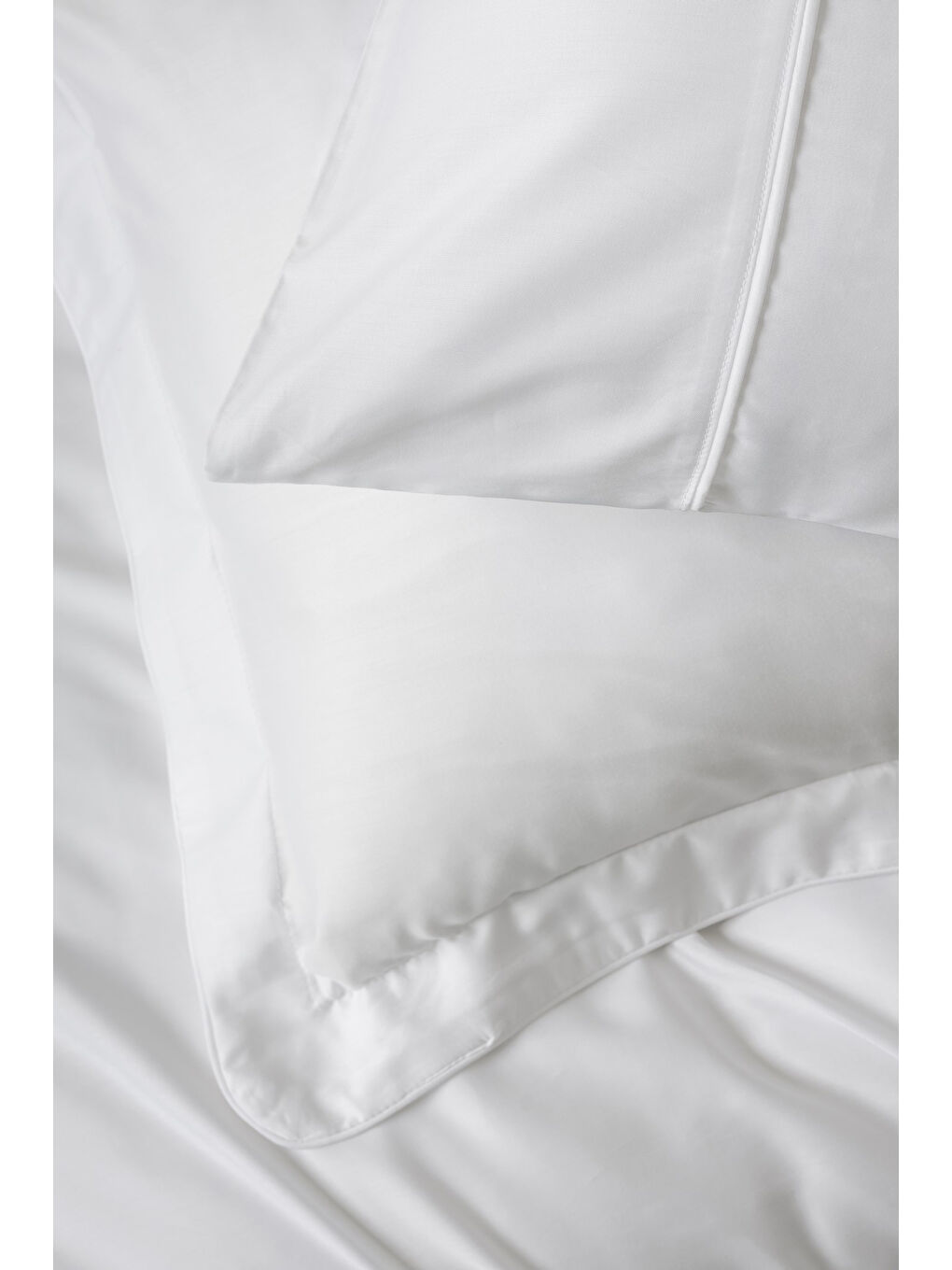 Karışık Pamuk Box Silky Saten Çift Kişilik Nevresim Takımı Beyaz-2