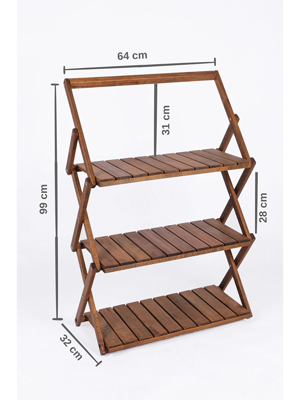 Ahşap Katlanır Kamp & Bahçe Rafı Kahverengi-1