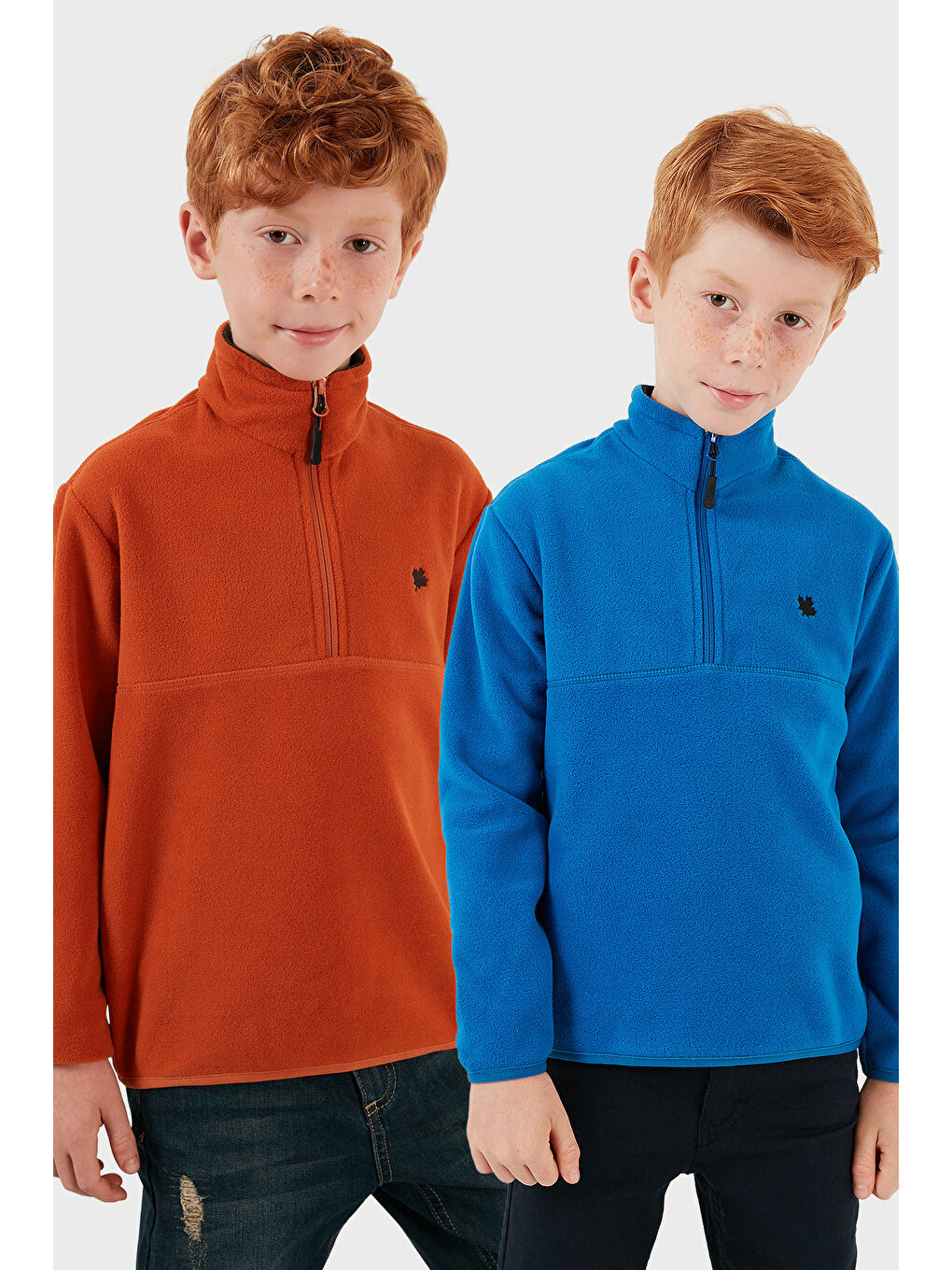 Turuncu Yumuşak Dokulu Fermuarlı Dik Yaka Şardonlu 2'li Paket Polar 5905002S2