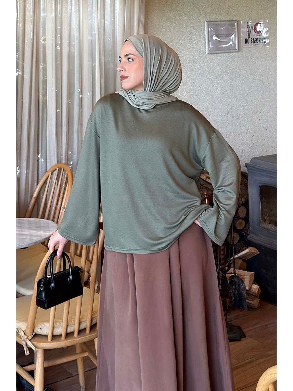 Kol Armalı Sweatshirt Haki-2