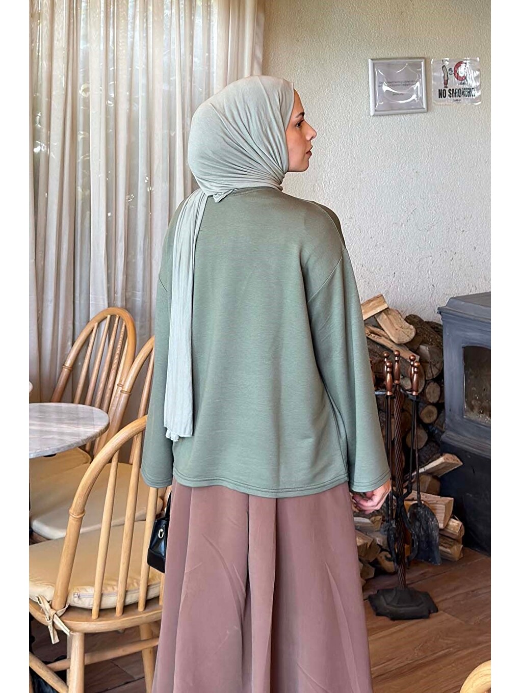 Kol Armalı Sweatshirt Haki-3