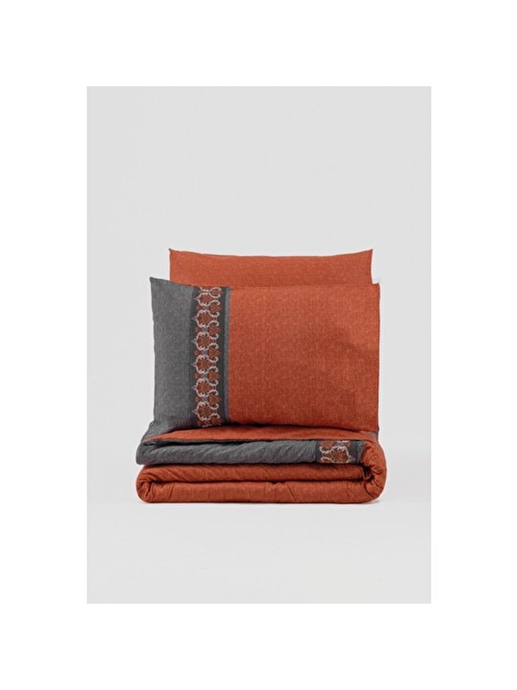 Karışık Pamuk Box Folk Ark Çift Kişilik Nevresim Takımı Tamaya Kiremit-2