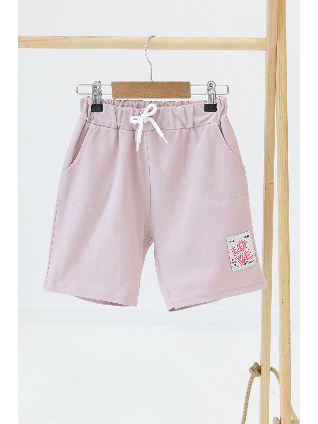 Pembe Kız Çocuk Gül Baskılı Şort - 27332