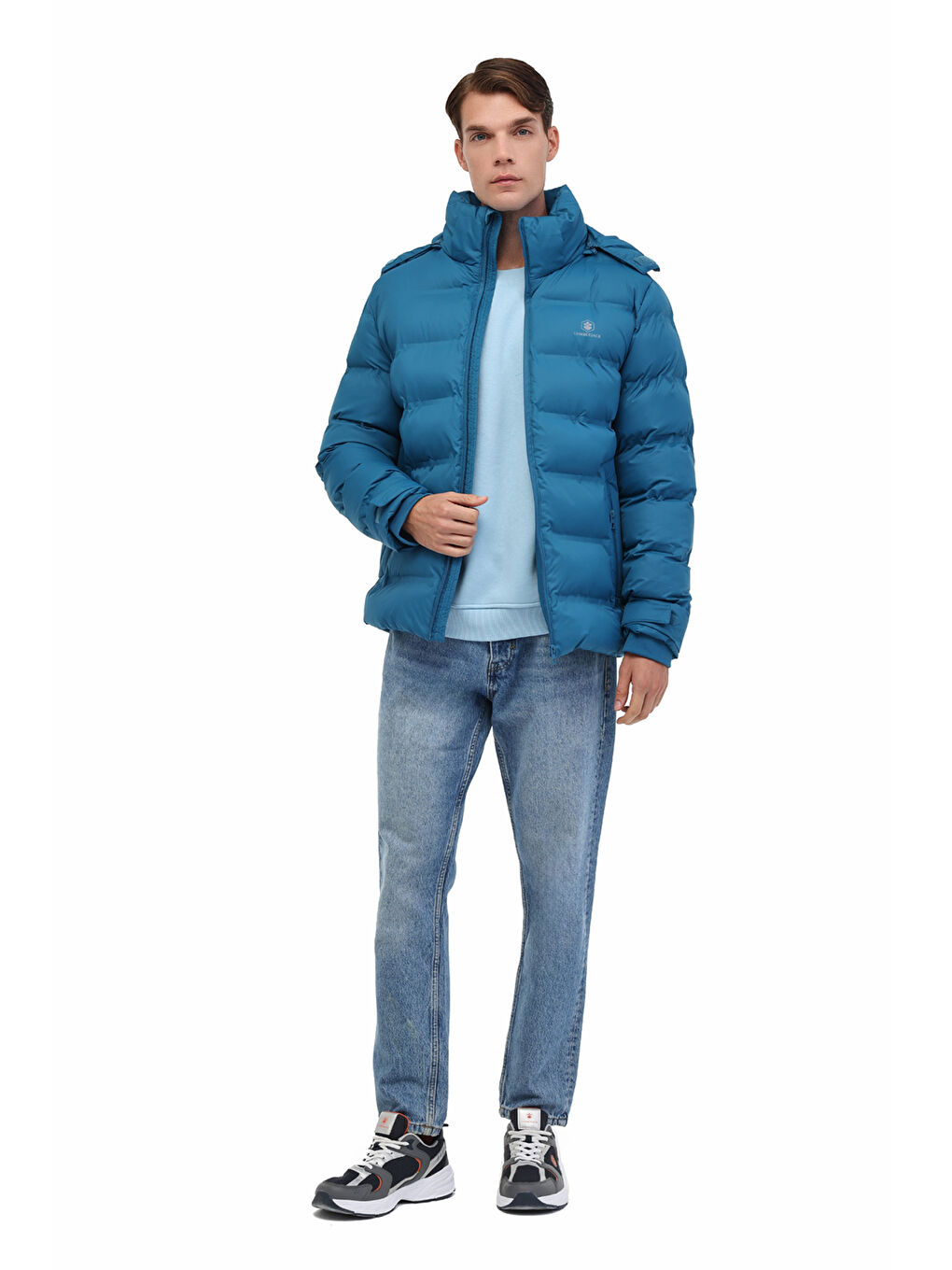 Yeşil ML YAOCAN 1ARW-115 5PR Petrol Erkek Kısa Şişme Mont-2