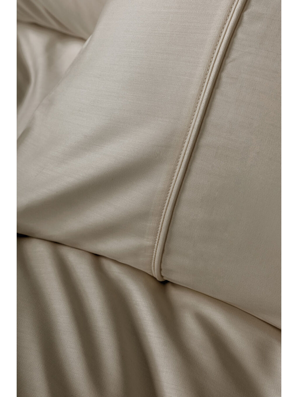 Karışık Pamuk Box Silky Saten Çift Kişilik Nevresim Takımı Bej-3