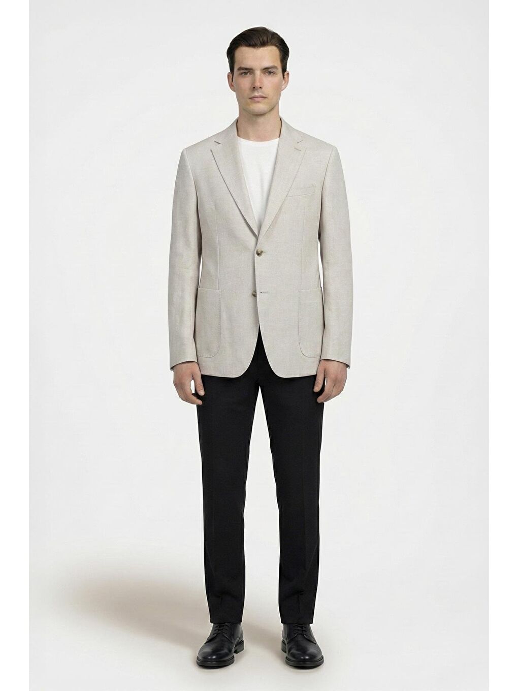 Pembe Erkek Pudra Pamuk Karışımlı Mono Yaka Slim Fit Ekose Blazer Ceket 6 Drop-1