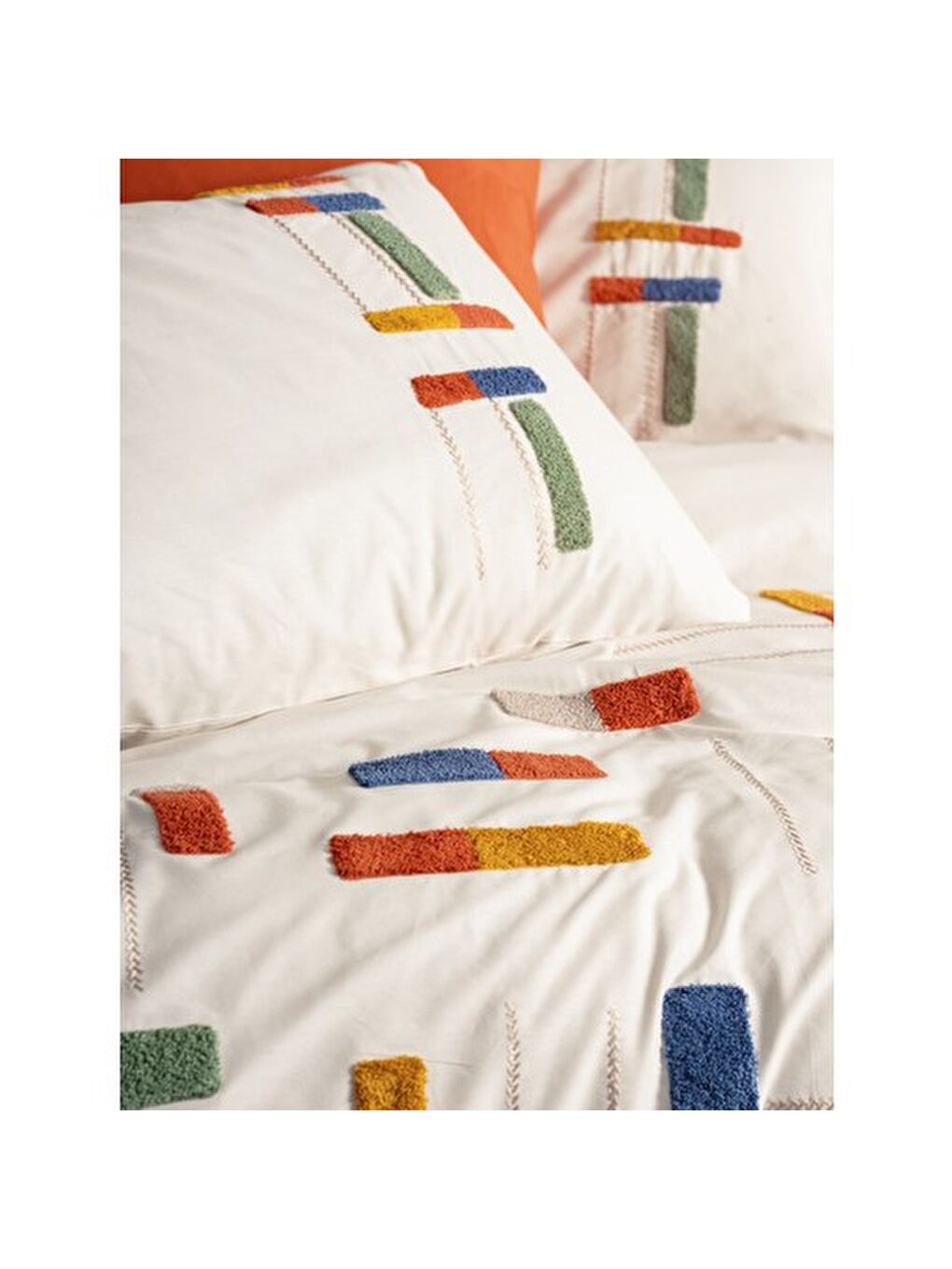 Karışık Pamuk Box Puff Nakışlı Çift Kişilik Nevresim Takımı Katy Tarcin-1