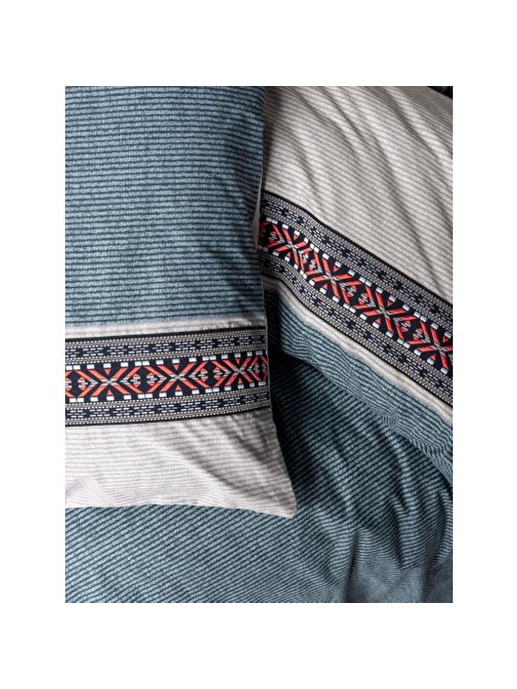 Karışık Pamuk Box Folk Ark Çift Kişilik Nevresim Takımı Polku Gri-1