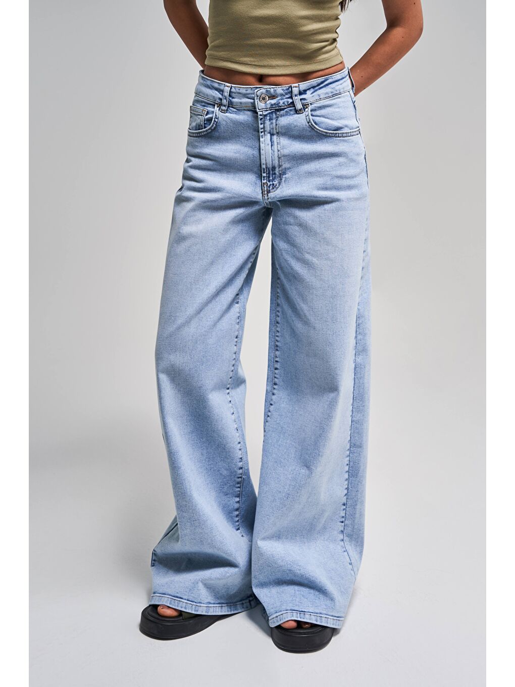 Mavi Kadın Snow Jean Rengi 4s5-3 LYL36 Palazzo Fit Süper Esnek Kumaş İç Boy 83 Cm Denim Jean