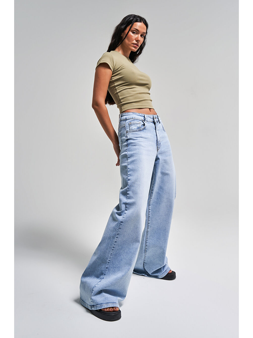 Mavi Kadın Snow Jean Rengi 4s5-3 LYL36 Palazzo Fit Süper Esnek Kumaş İç Boy 83 Cm Denim Jean-1