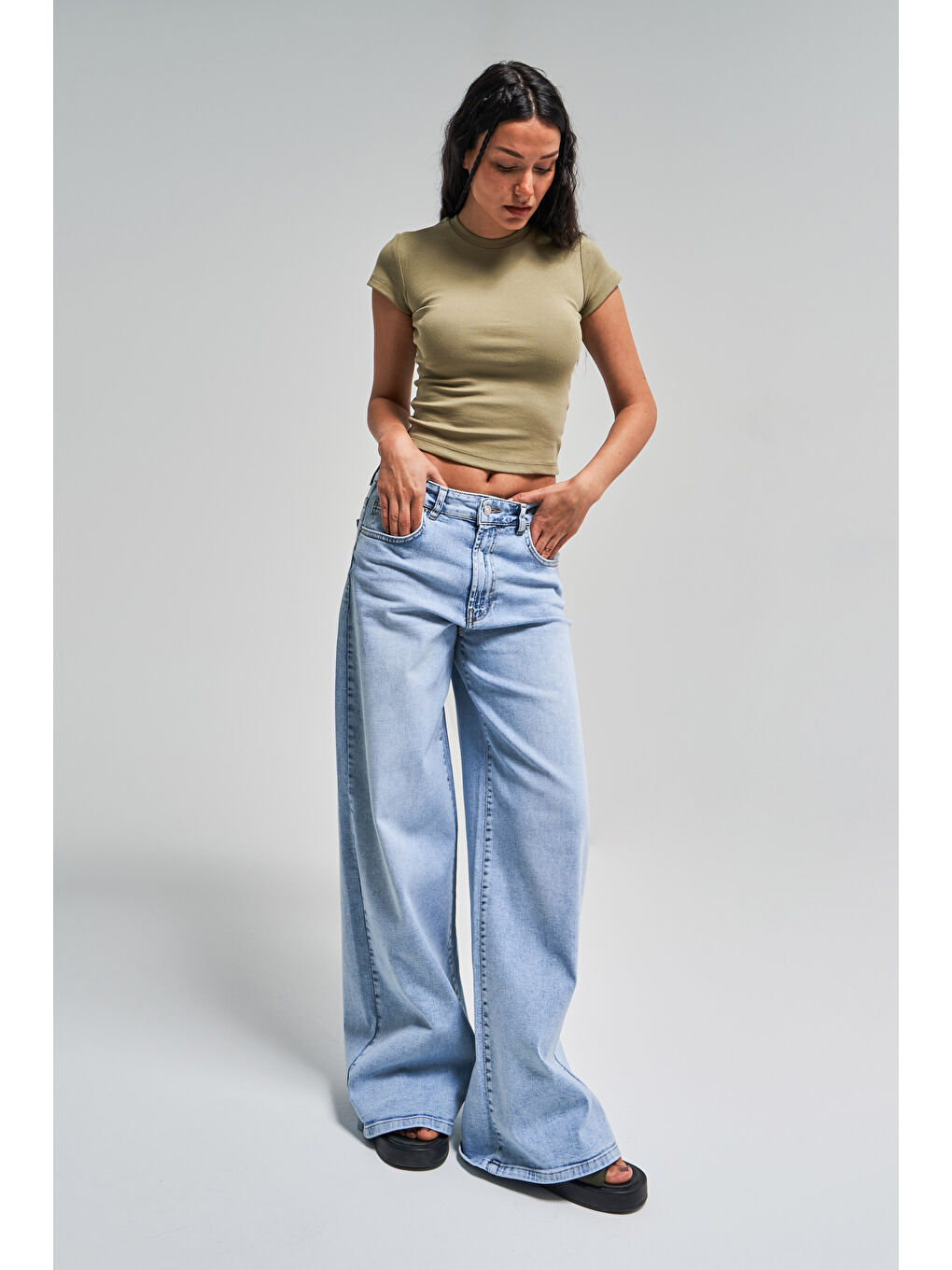 Mavi Kadın Snow Jean Rengi 4s5-3 LYL36 Palazzo Fit Süper Esnek Kumaş İç Boy 83 Cm Denim Jean-3