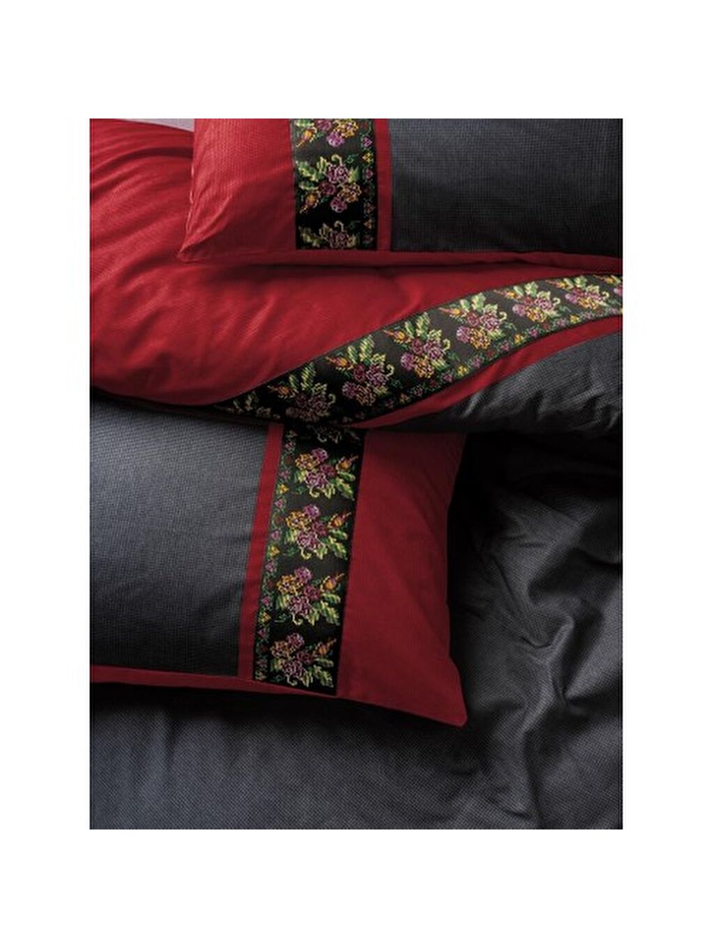 Karışık Pamuk Box Folk Ark Çift Kişilik Nevresim Takımı Lienzo Antrasit-1