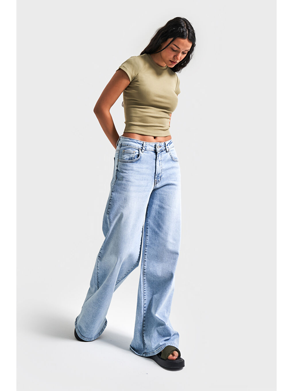 Mavi Kadın Snow Jean Rengi 4s5-3 LYL36 Palazzo Fit Süper Esnek Kumaş İç Boy 83 Cm Denim Jean-4