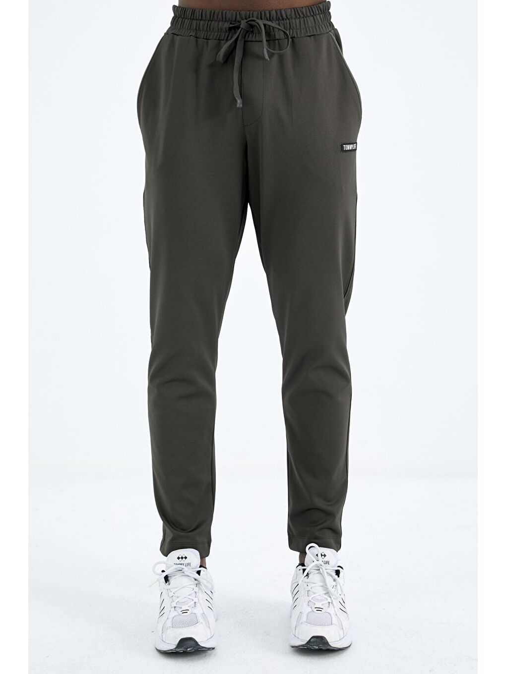 Haki  Bağcıklı Cep Detaylı Rahat Kalıp Erkek Eşofman Alt - 84992