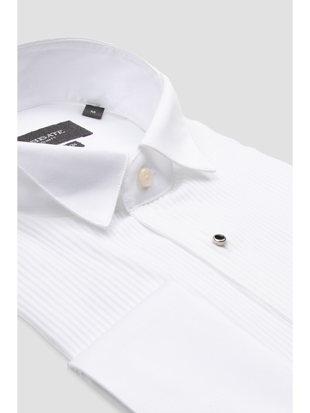 Reale Saten Pamuklu Slim Fit Beyaz Ata Yaka Erkek Düz Gömlek-1