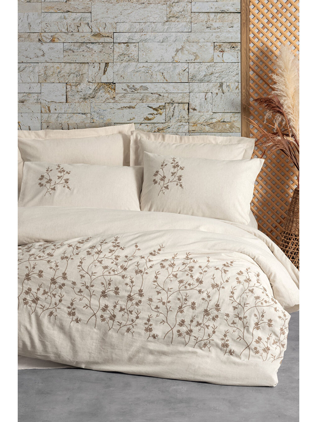 Karışık Pamuk Box Keten Çift Kişilik Nevresim Takımı Hemera