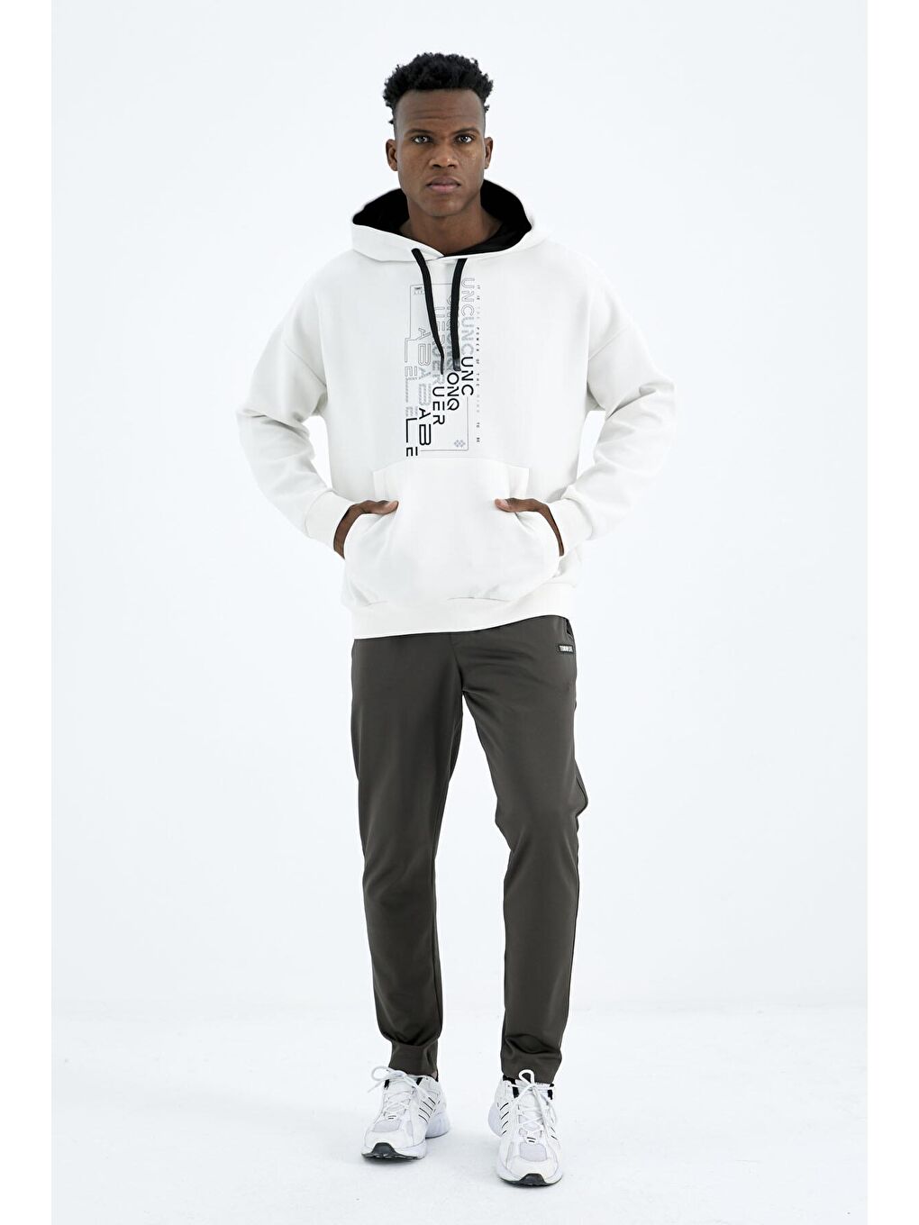 Haki  Bağcıklı Cep Detaylı Rahat Kalıp Erkek Eşofman Alt - 84992-4