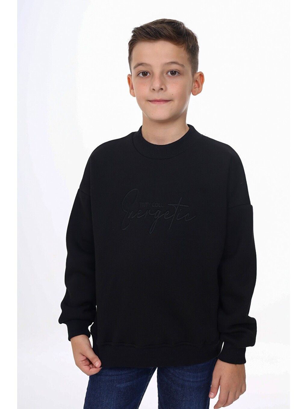 Siyah Erkek Çocuk Nakışlı Sweatshirt-2