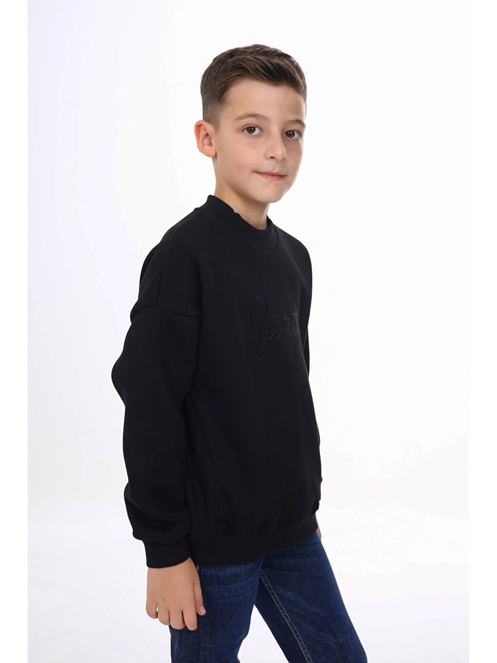 Siyah Erkek Çocuk Nakışlı Sweatshirt-4