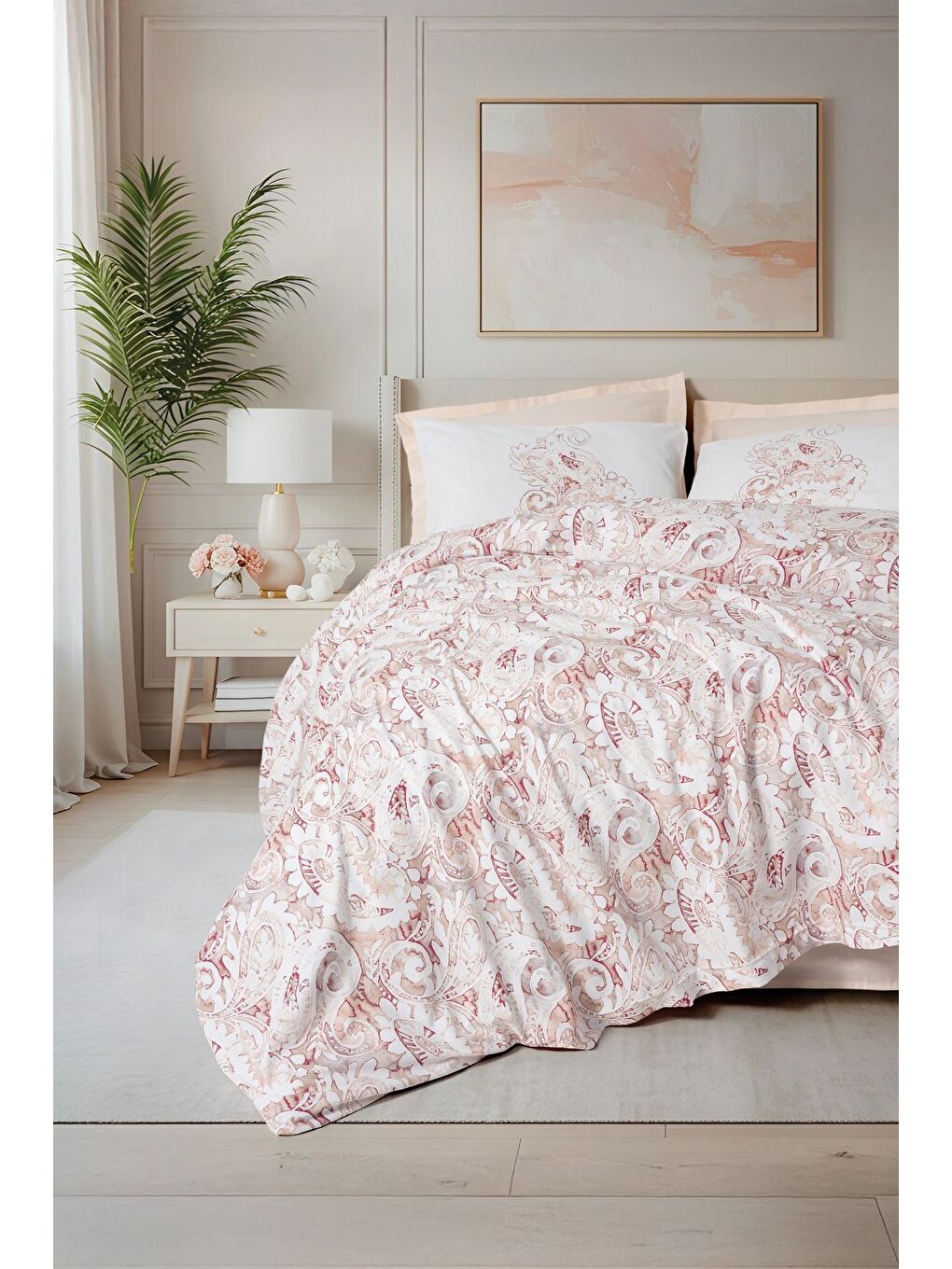 Karışık Pamuk Box Bohem Serisi Çift Kişilik Nevresim Takımı Serava Somon