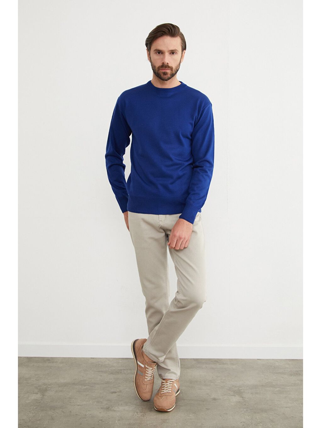 Mavi Basic Bisiklet Yaka Triko Kazak-2