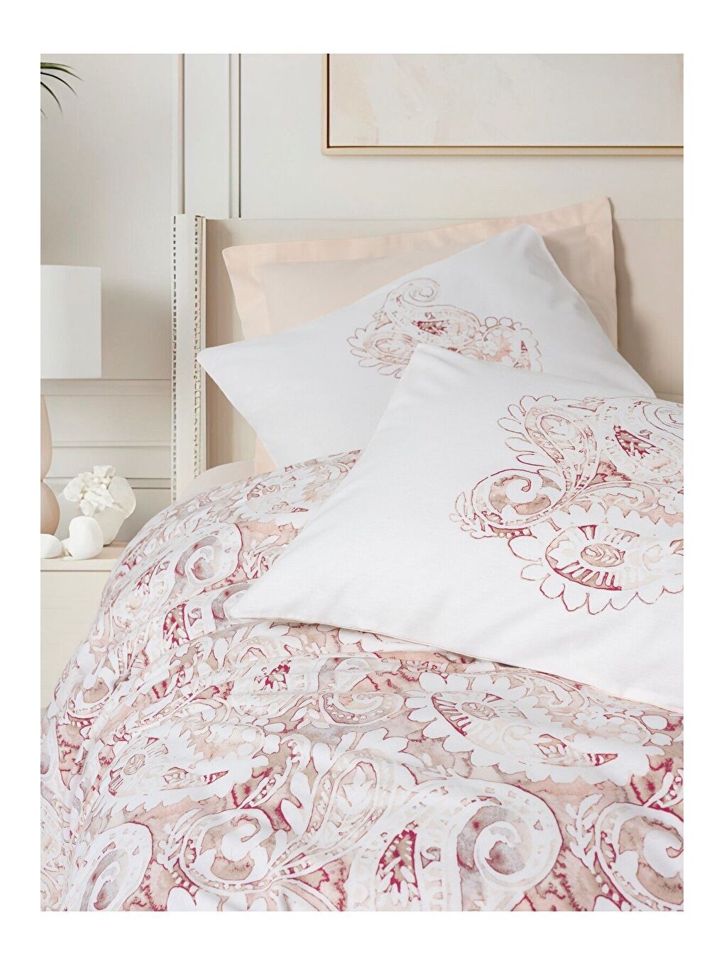 Karışık Pamuk Box Bohem Serisi Çift Kişilik Nevresim Takımı Serava Somon-1