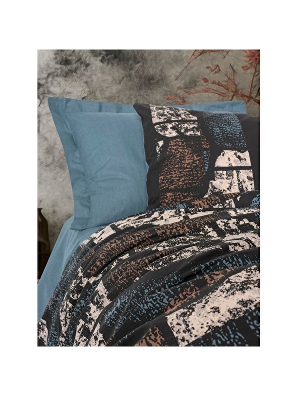 Karışık Pamuk Box Dark Çift Kişilik Nevresim Takimi Senso Petrol-1
