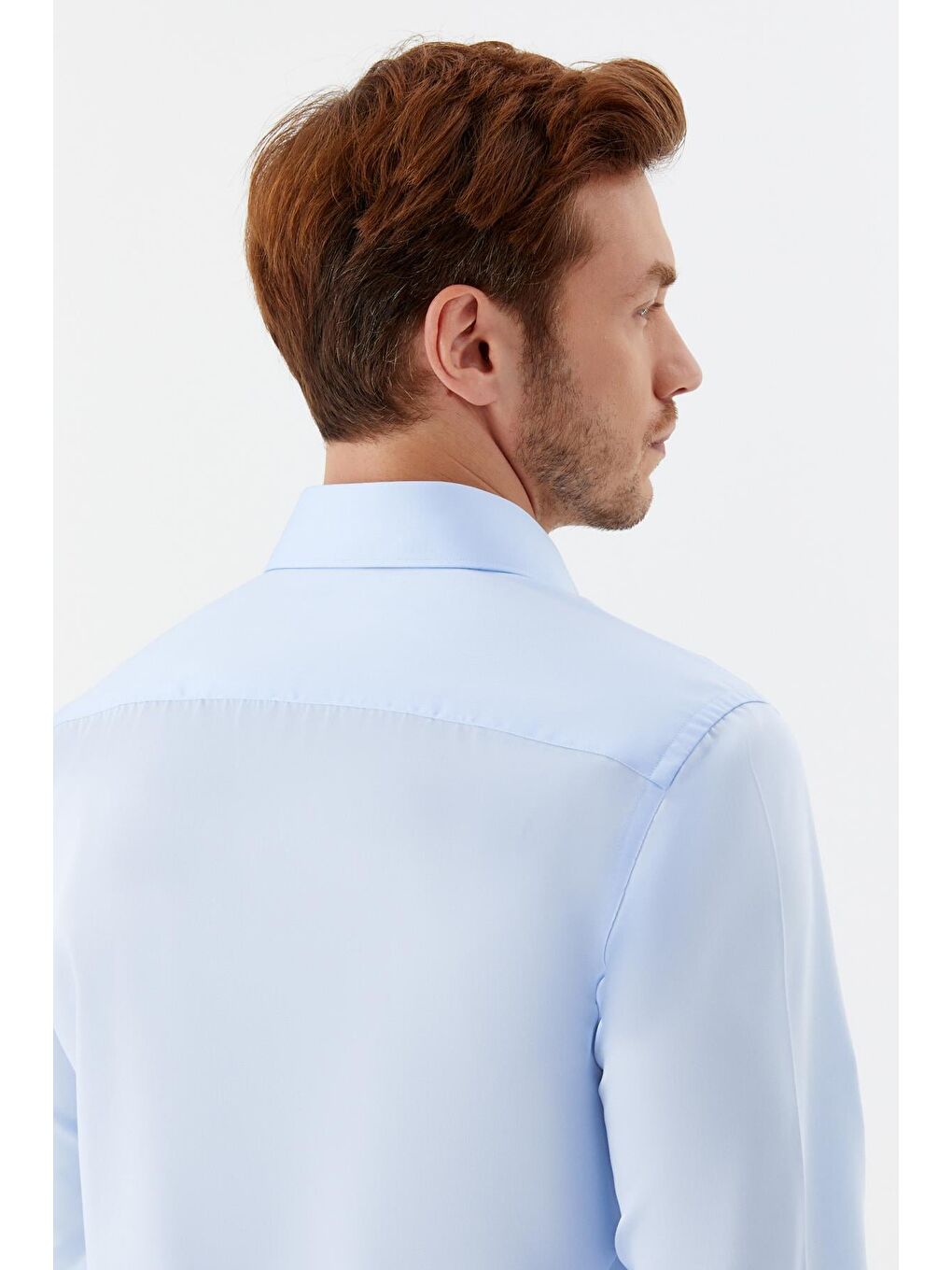 Erkek Mavi Sivri Yaka %100 Pamuk Regular Fit Uzun Kollu Gömlek-5