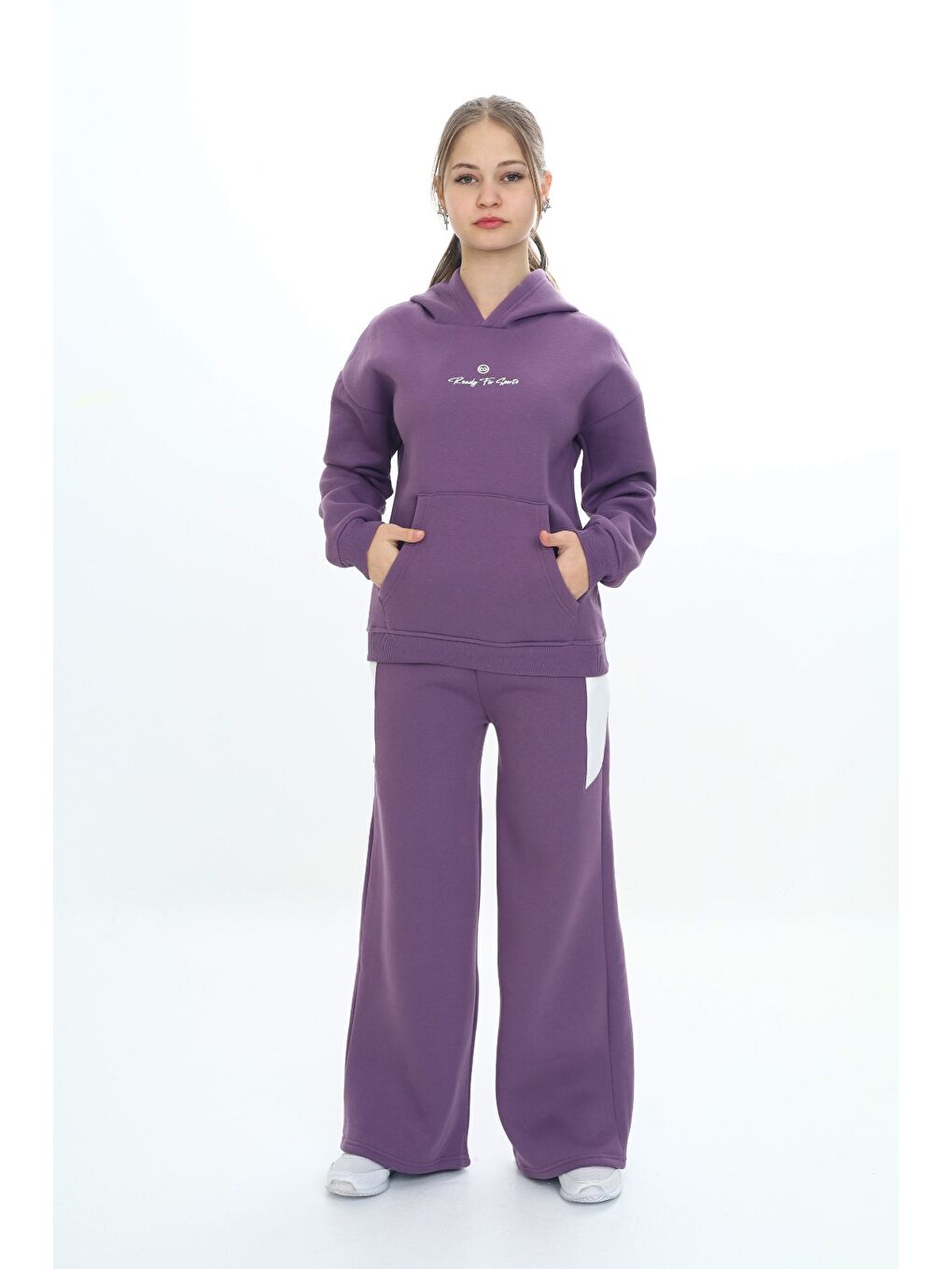Mor Kız Çocuk Kapüşonlu Eşofman Takım