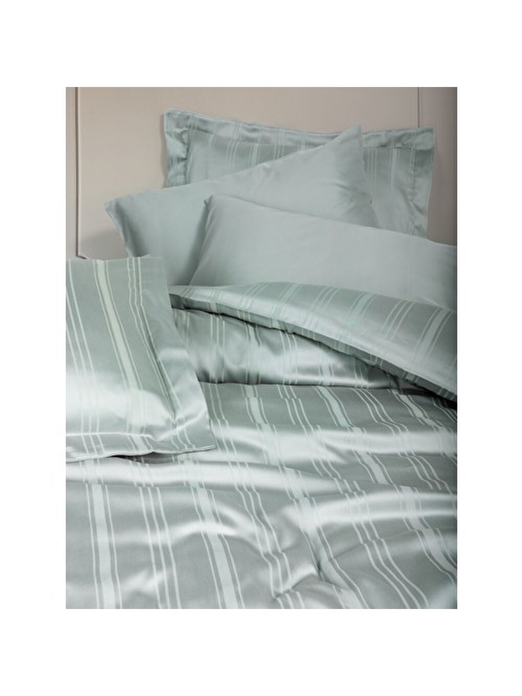 Karışık Pamuk Box Bambu Çift Kişilik Nevresim Takımı Mint-1