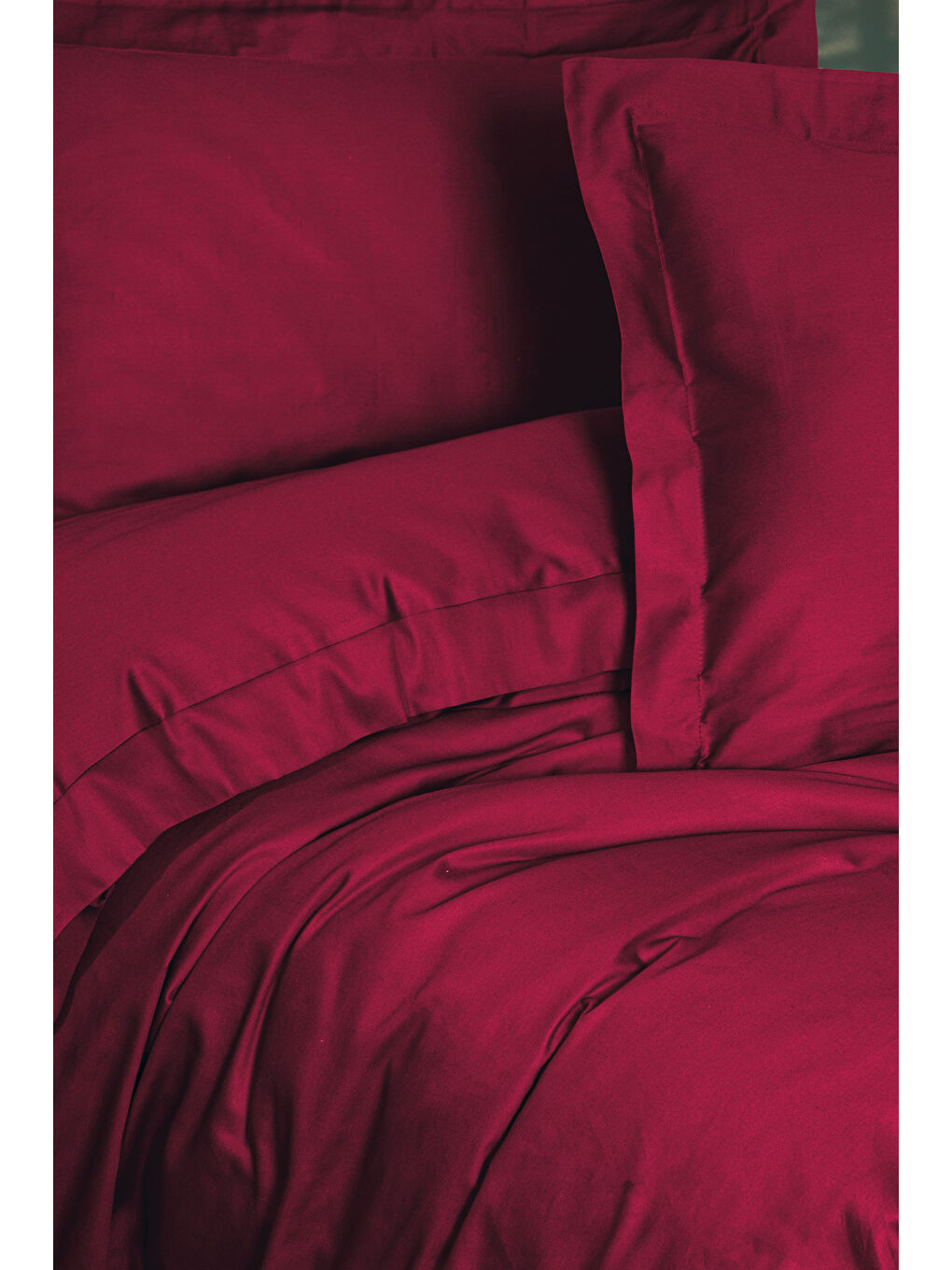 Karışık Pamuk Box Elegant Saten Çift Kişilik Nevresim Takımı Bordo-1