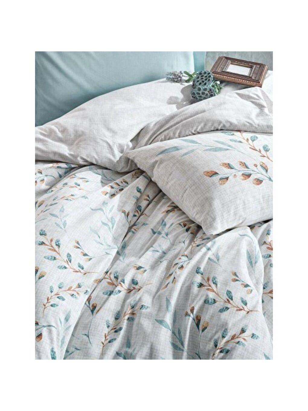 Karışık Pamuk Box Modeline Çift Kişilik Nevresim Takımı Lendell Mint-4