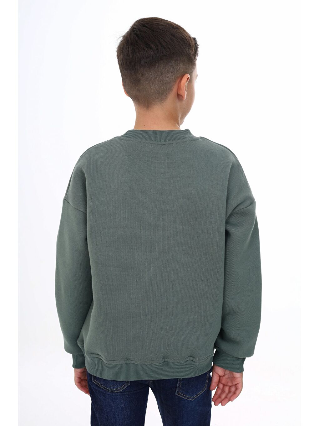 Yeşil Erkek Çocuk Nakışlı Sweatshirt-4