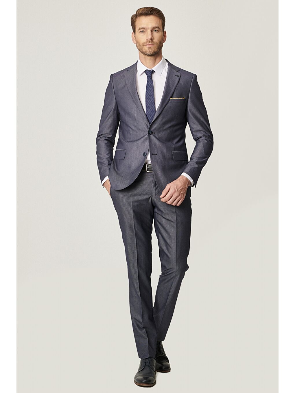 Erkek Lacivert Ekstra Slim Fit Su Geçirmez Nano Takım Elbise