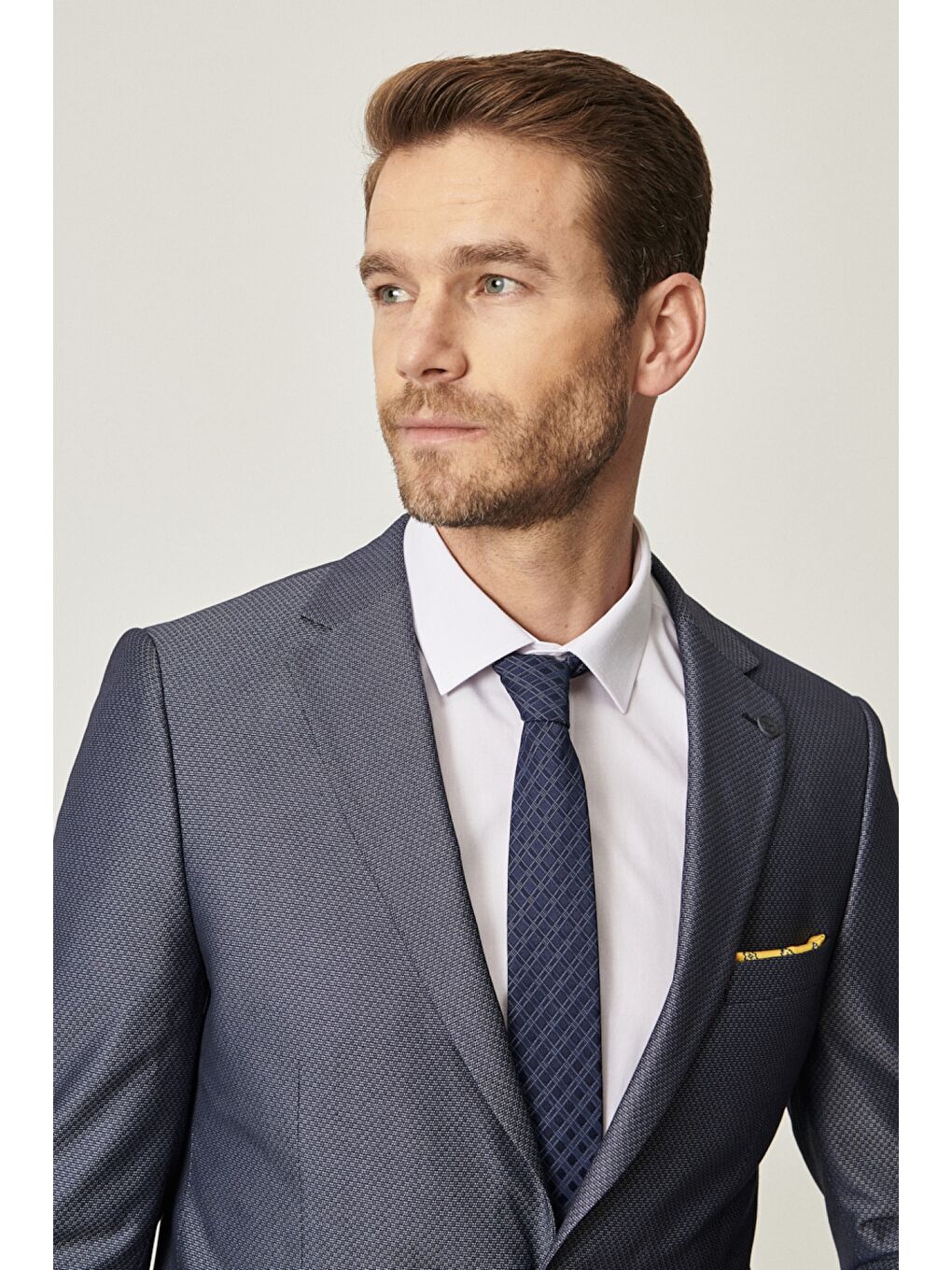 Erkek Lacivert Ekstra Slim Fit Su Geçirmez Nano Takım Elbise-2