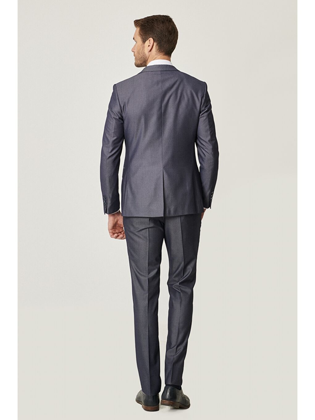 Erkek Lacivert Ekstra Slim Fit Su Geçirmez Nano Takım Elbise-3